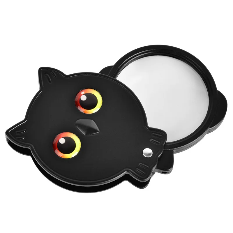 Owl Cartoon Magnifying Glass 8X Folding Portable Pocket for Reading Instructions and Outdoor Lanyard