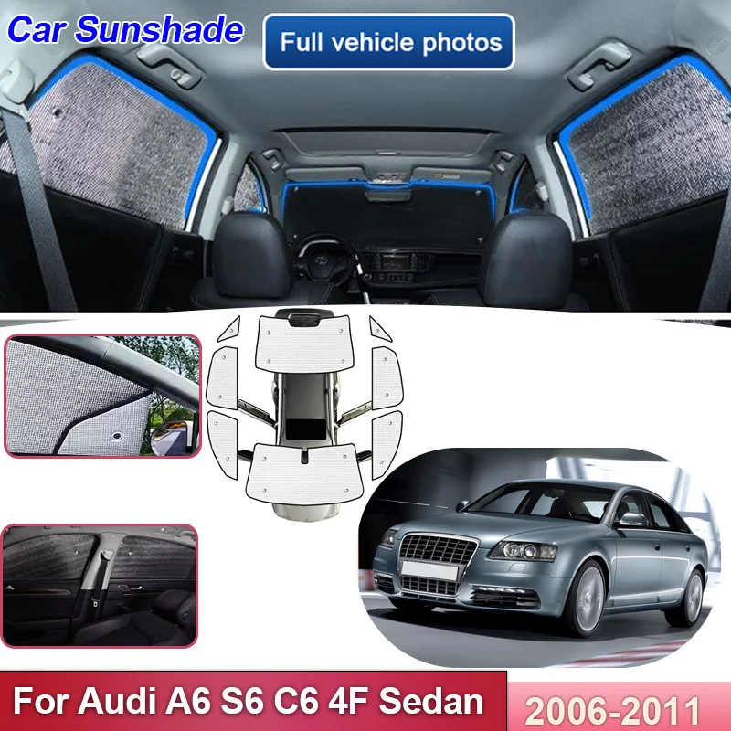 

Car Sunshades For Audi A6 S6 C6 4F Sedan 2006-2011 2010 Full Coverage Anti-UV Windshield Cover Reflective Visors Car Accessories