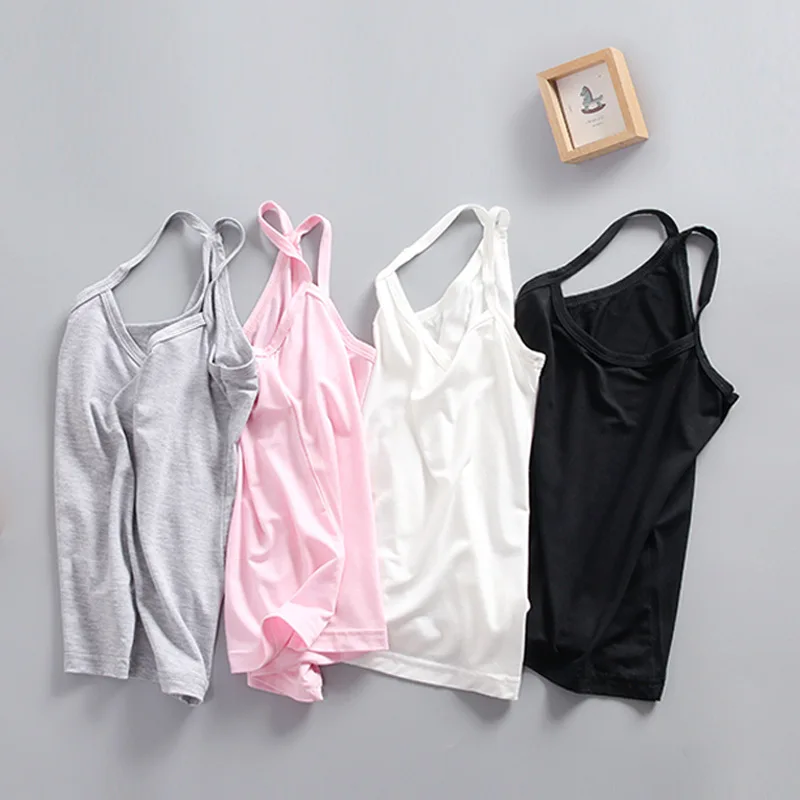 Girls Solid Color White Black Gray Pink Modal Tank Top Soft Breathable Underwear Baby Girl Undershirt Singlet for Sizes 100-160
