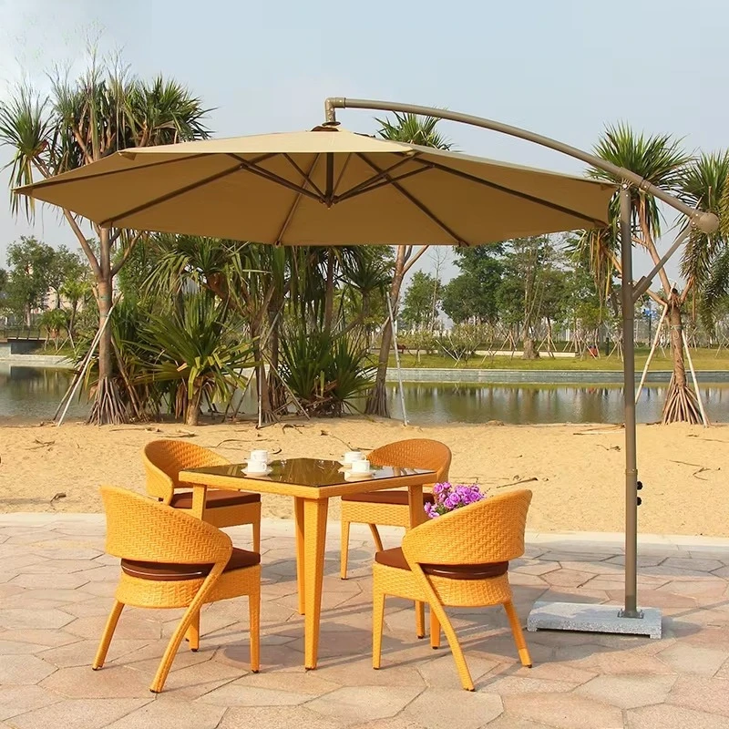 Modern PE Wicker Rattan Outdoor Chair Balcony Furniture Aluminum Metal Frame Glass Table and Chair Set