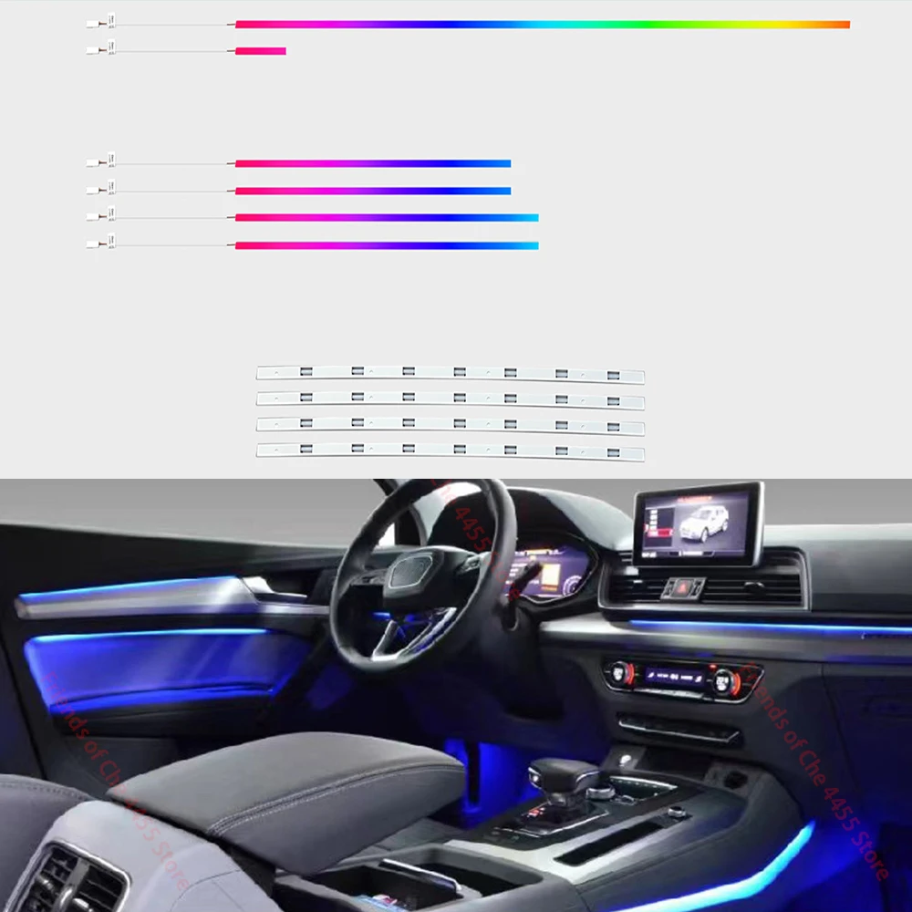 

For Audi Q5 2018-2025 Ambient Lighting Kit Upgrades 32 Color RGB Interior LED Atmosphere Lamp for MMI Control Replacement