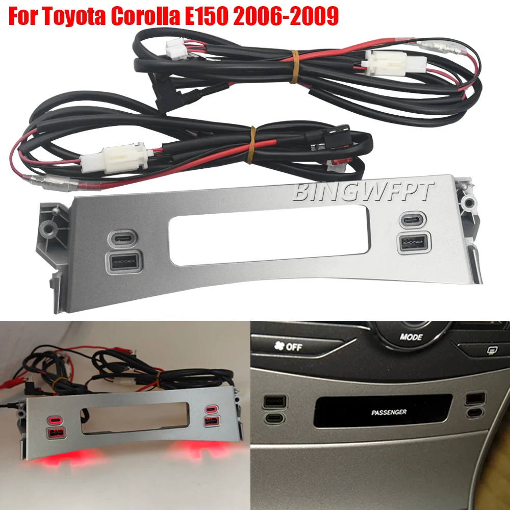 For Toyota Corolla E150 2006-2009 Car Input Adapter QC3.0 TYPE-C PD USB Charger Audio Radio U‑disk Interface Cable Accessories