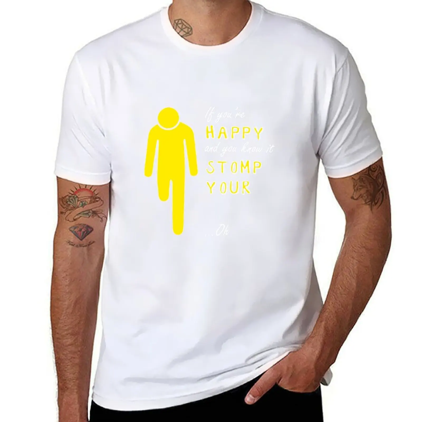 

If you're happy and you know it - Right above knee amp white text T-Shirt mens graphic t shirts t shirt for man T-Shirt