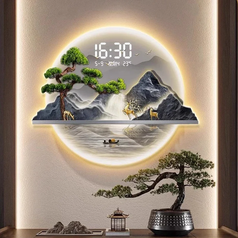 Chinese Style Design Wall Clocks Modern Aesthetic Xenomorph Interior Clock Wall Luxury Digital Relogio De Parede Home Decor
