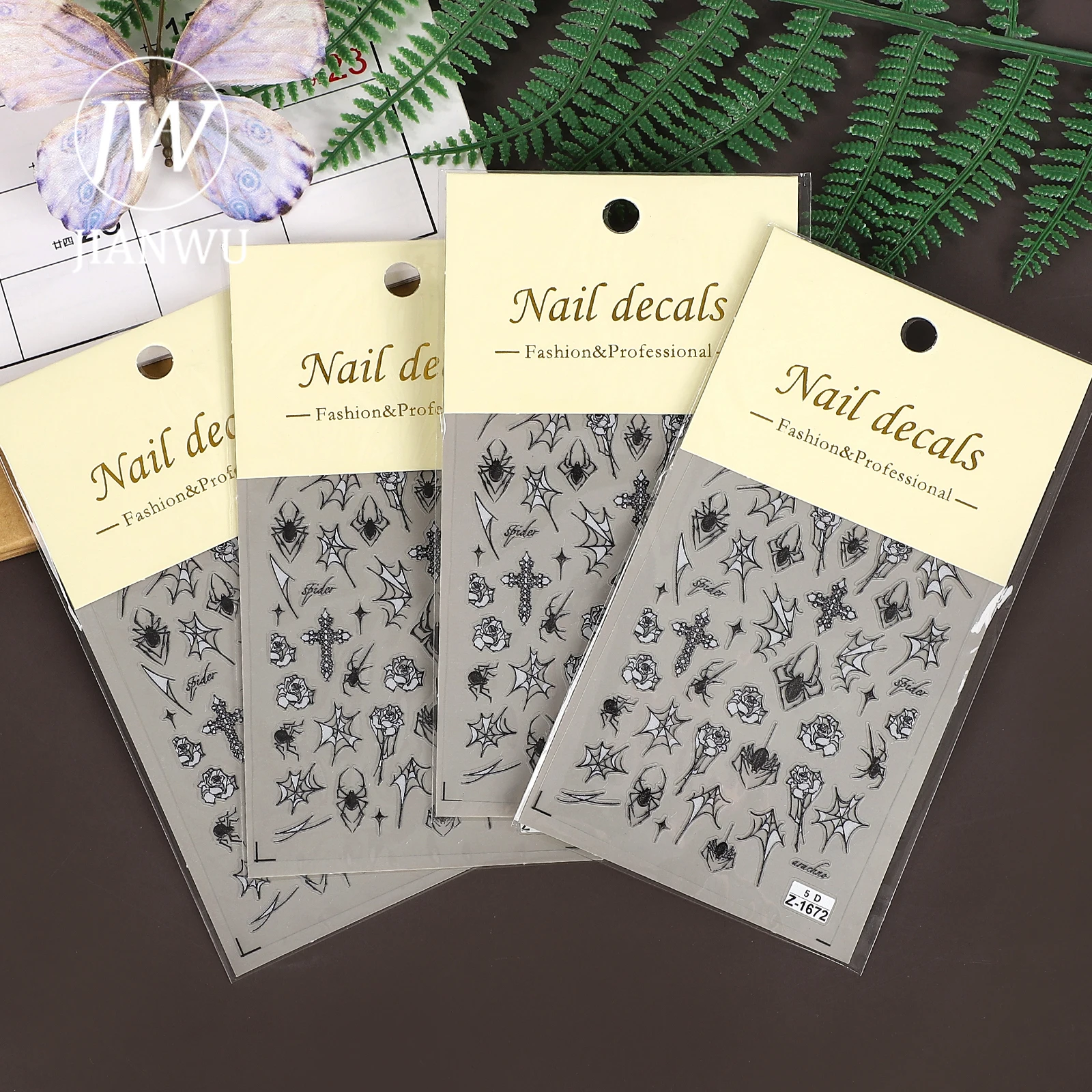 JIANWU 2 Pcs/set Vintage 5D Dark Spider Webs Landscape Material Collage Manicure PET Sticker Creative Journal Stationery view 4