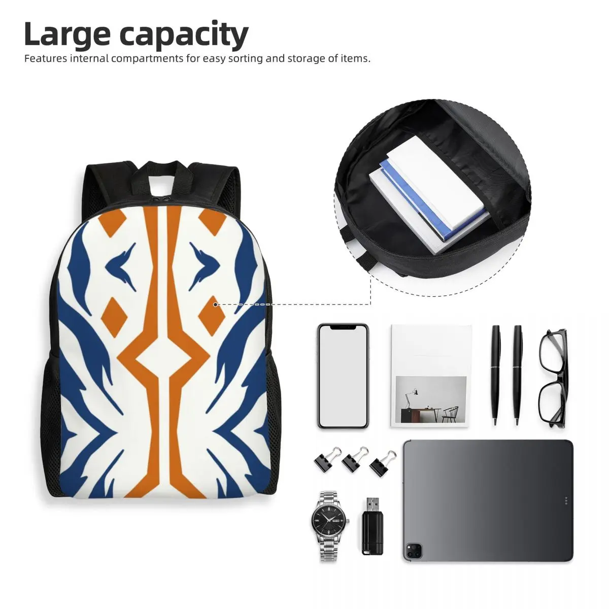 Fulcrum Ahsoka Tano Cosplay Mochilas para Meninos e Meninas, Sci Fi, Tribal Wars, Escola, Sacos de Viagem Universitária, Bookbag Fits 15 "Laptop