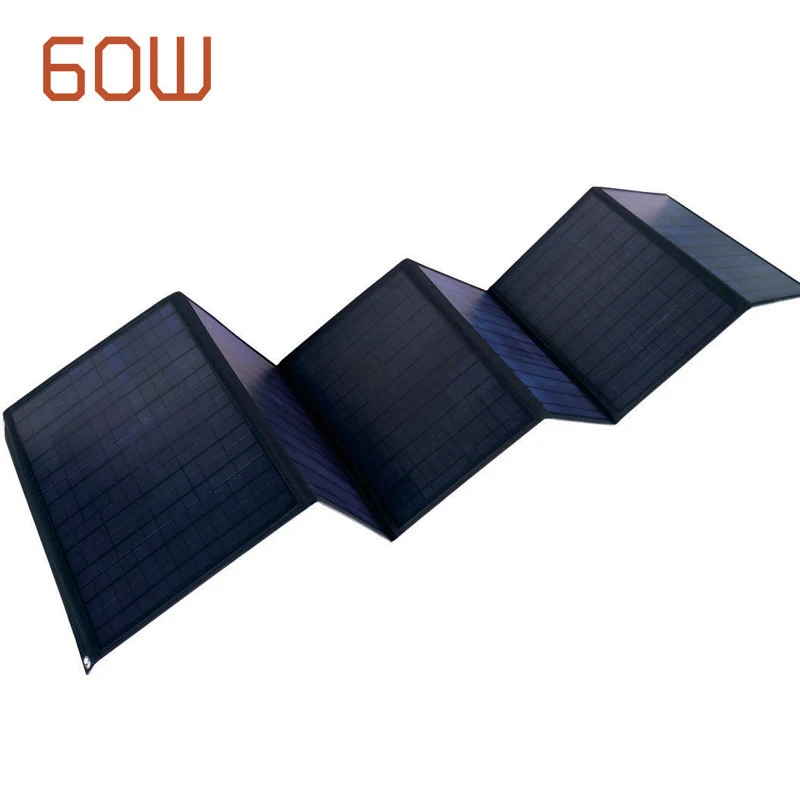 60W Solar Panel Folding Bag USB+DC Output Charger Device Portable Foldable Bag Outdoor Travel Hiking Campaing Power Supply