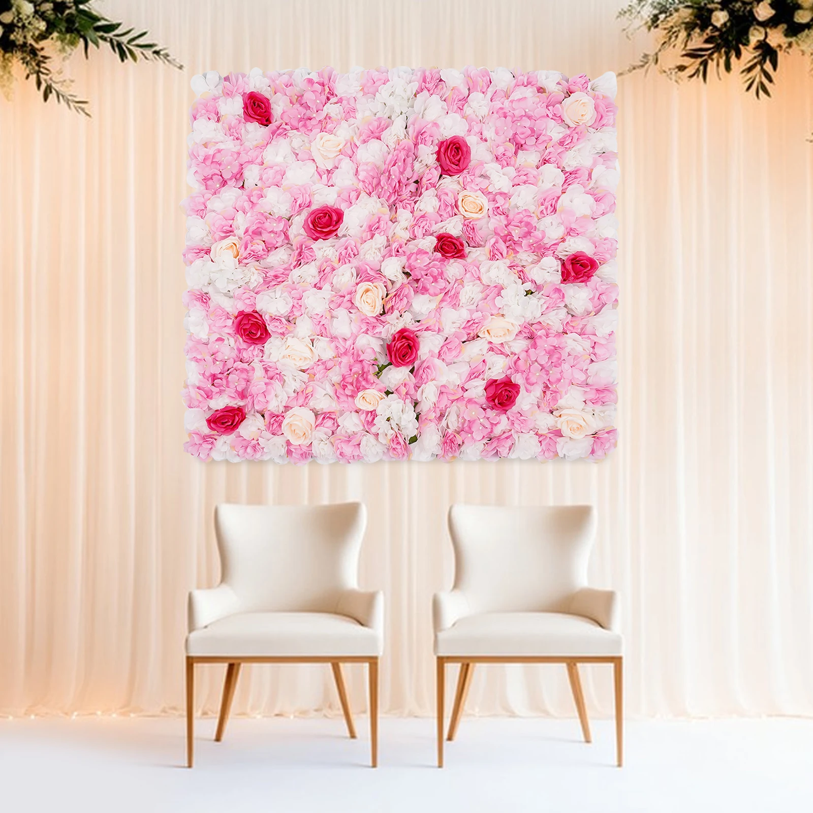 Panel Dinding Bunga Buatan, Matras Dinding Bunga, Panel Bunga Mawar Sutra, Latar Belakang Dinding Bunga Buatan untuk Pernikahan