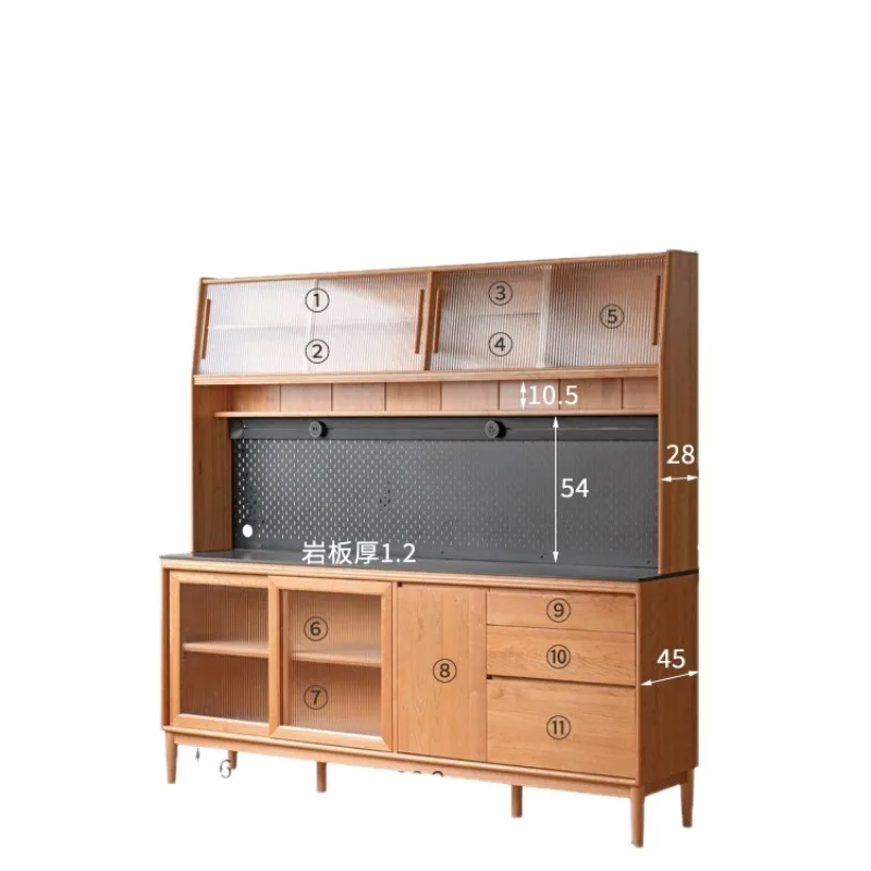 

Solid Wood Slate Sideboard Integrated High Cabinet Dining Room Home Cherry Wood Cabinet Large Capacity Modern Simple Furniture