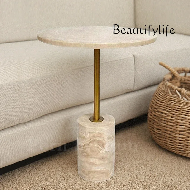DL Nordic cream wind tunnel stone edge a few light luxury marble corner a few designer bedside living room sofa small round tabl