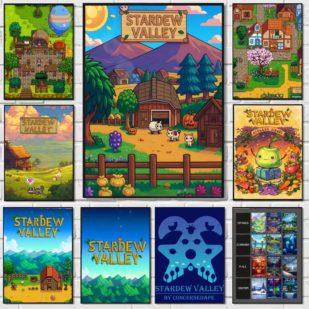 game S-Stardew Valley Poster Stickers, suitable for game rooms, bedrooms, corridors, home wall art decor, gifts