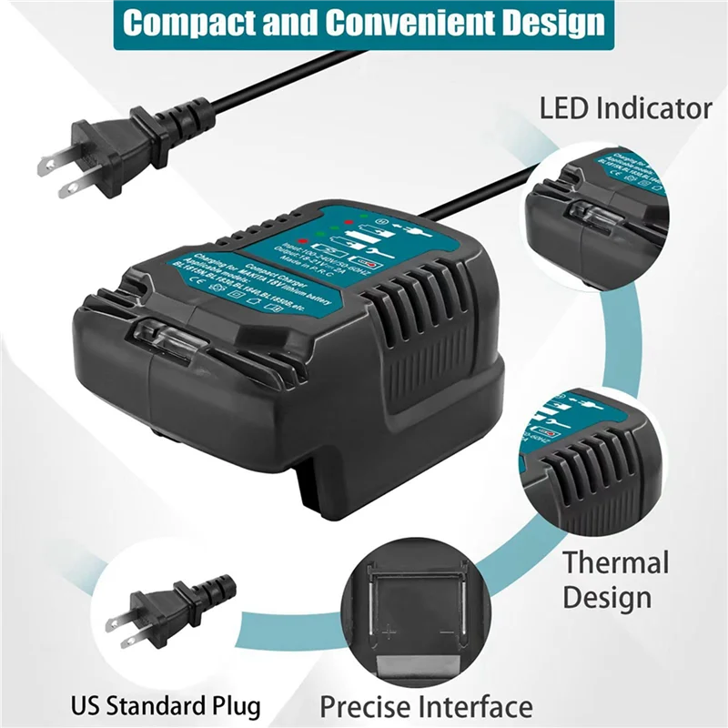 

Y51A-2X Replace For 18V Mini Charger DC18RC Replace Charger For Lithium Batteries BL1860 BL1450 BL1830 US Plug
