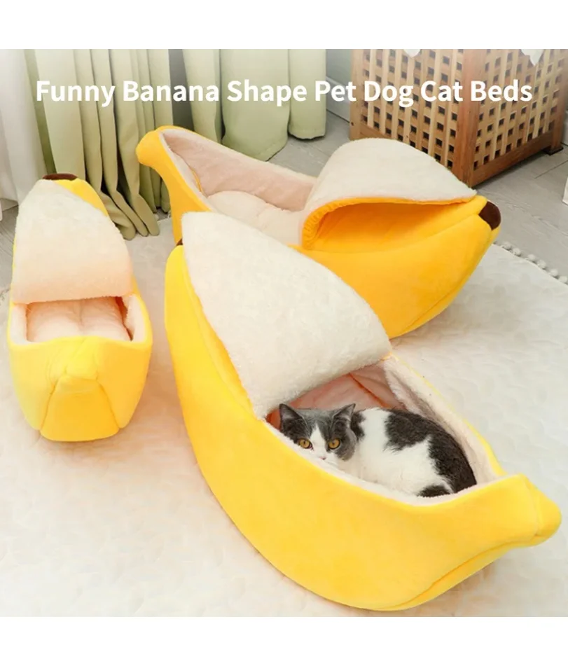 

Banana Cat Bed House Funny Cute Cozy Cat Mat Beds Warm Durable Portable Pet Basket Kennel Dog Cushion Cat Supplies Multicolor