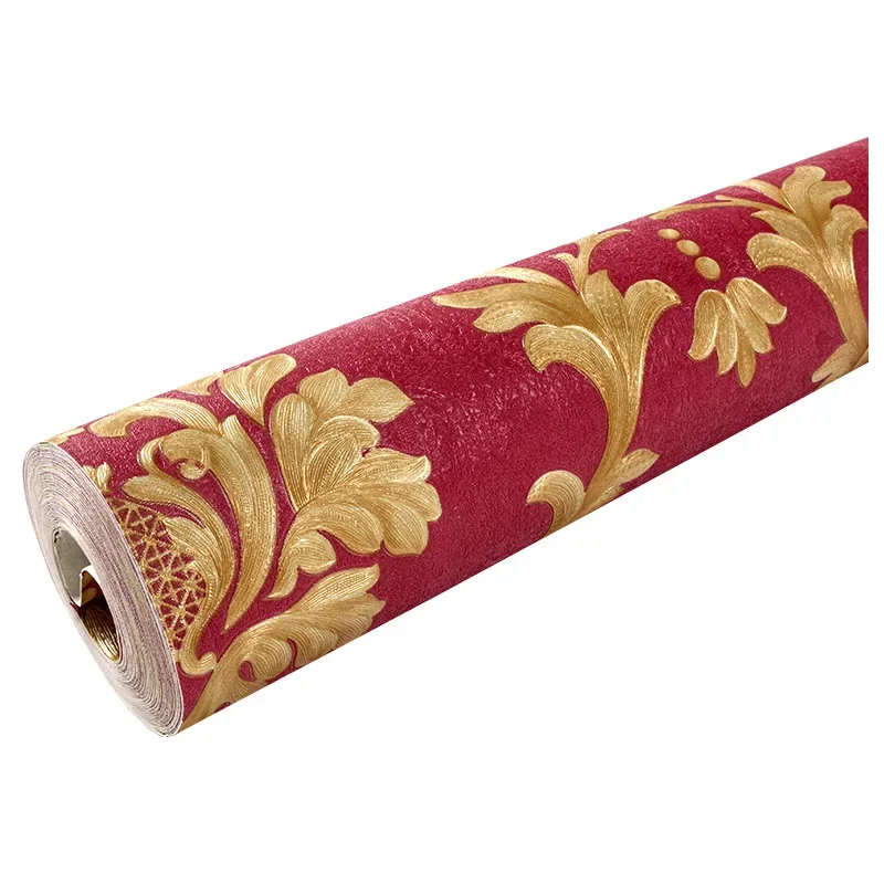 3D ヨーロッパダマスカス壁紙防水高級暖かい寝室リビングルームエンジニアリングテレビの背景の壁の壁紙