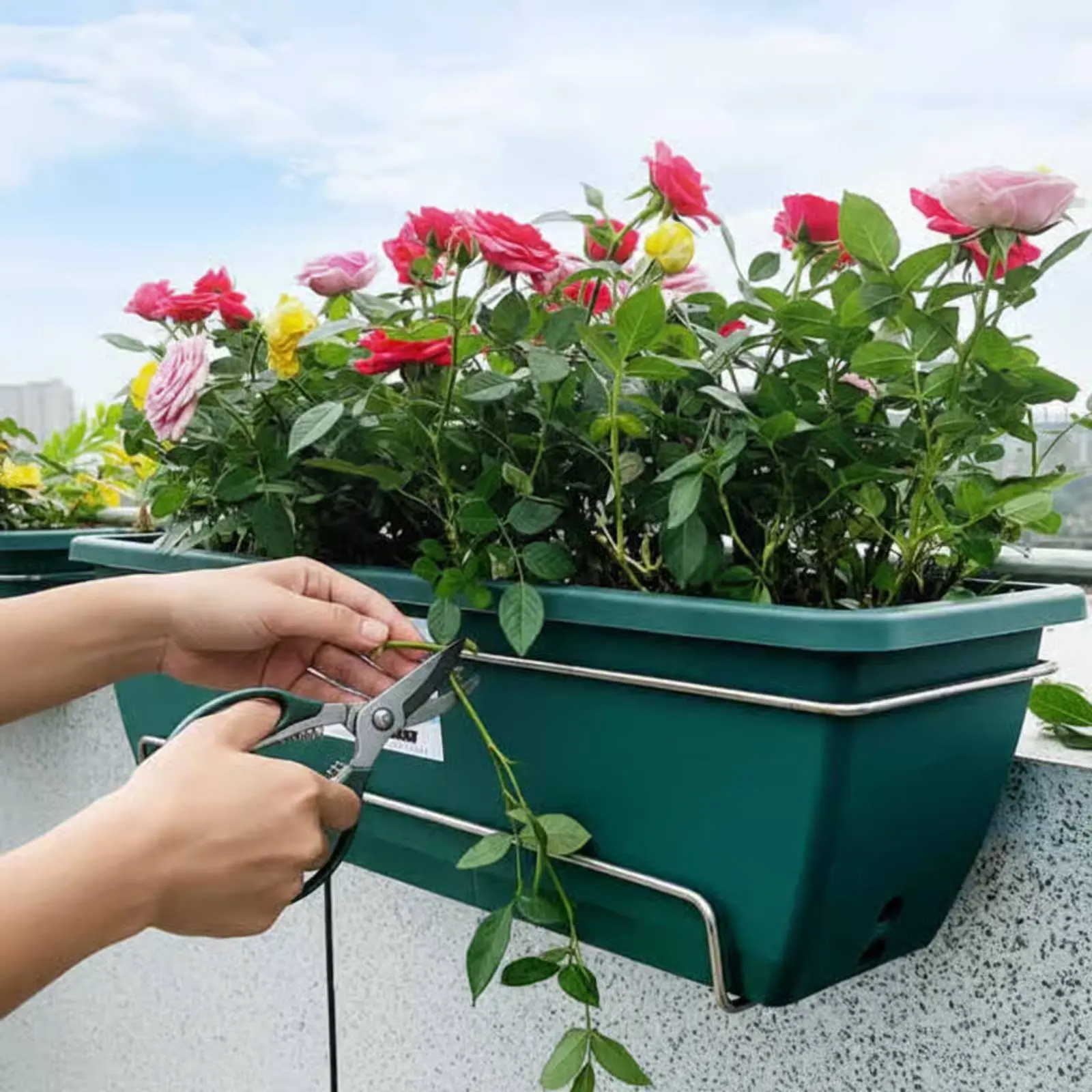 Long Plastic Vegetable Planter Indoor Outdoor Use Automatic-Watering Flower Pot Rectangular Planter Sturdy Rectangular Window