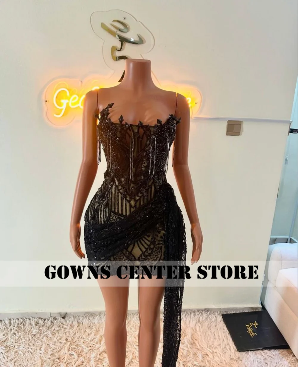 Design Stones Black Aso Ebi Mermaid Prom Dress With Train Pleat African Evening Party Gowns Luxury Dresses Women Customized