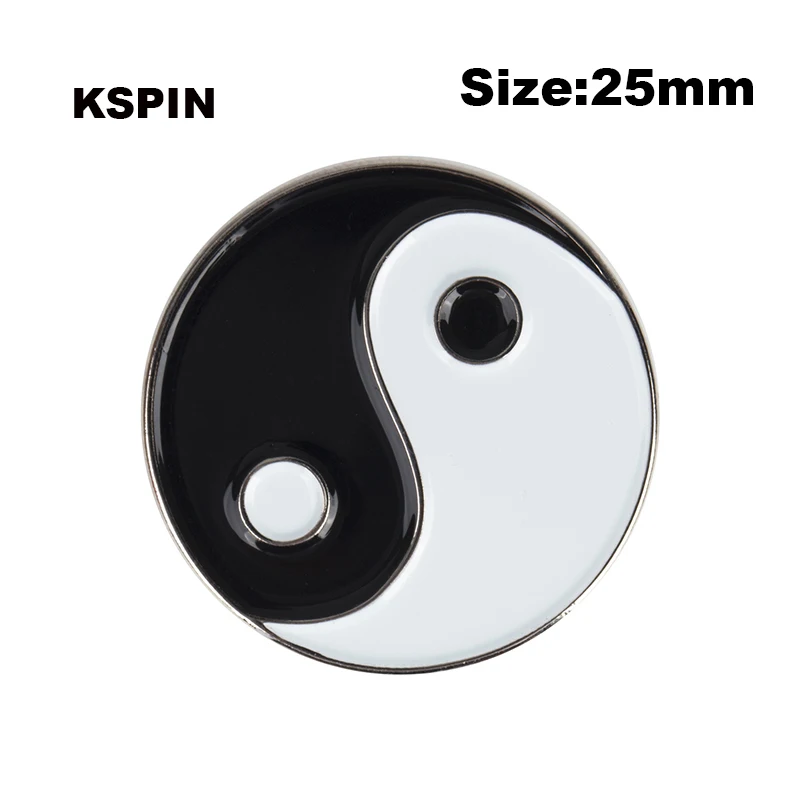 Yin Yang Badge Clips Button for Clothes Metal Kawaii Pins in Brooches XY0094