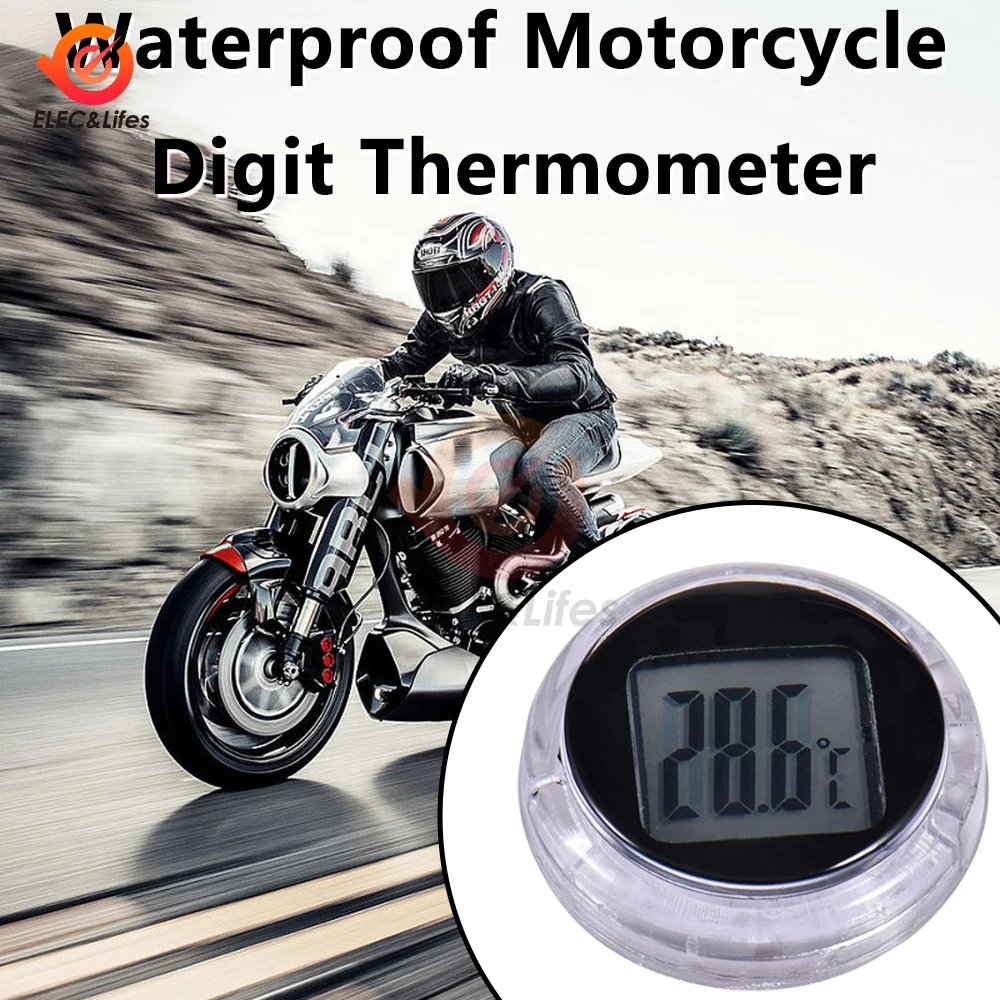 1Pcs -20~70 ℃ Mini Waterproof Motorcycle Temperature Sensor Adhesive Car Mounted Thermometer With Battery