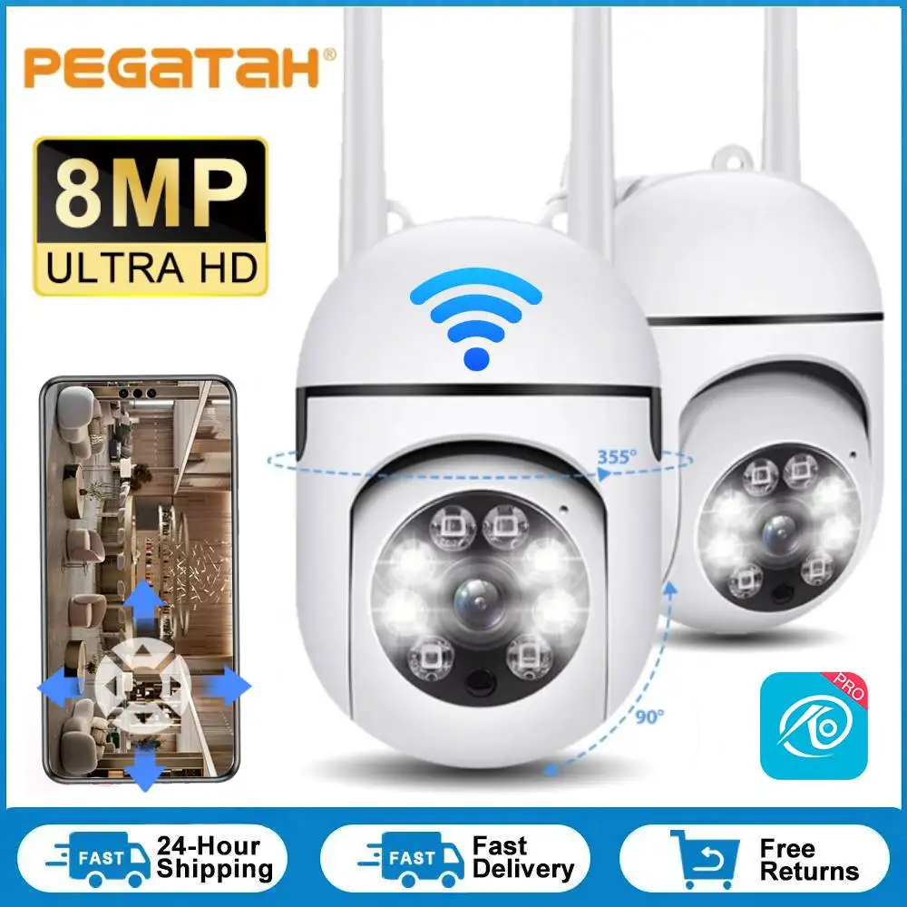 

8MP HD PTZ Camera WiFi Video Surveillance IP Outdoor Security Protection Home Monitor 4.0X Zoom Color Night Vision Cam O-Kam App