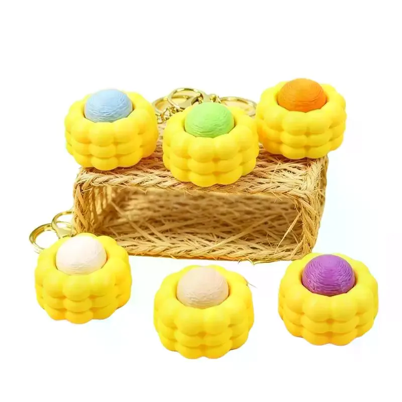 3D Printed Corn Clicker Keychain Mini Sensory Fidget Toy Stress Relief Gadget Suitable for All Age Groups Daily Use
