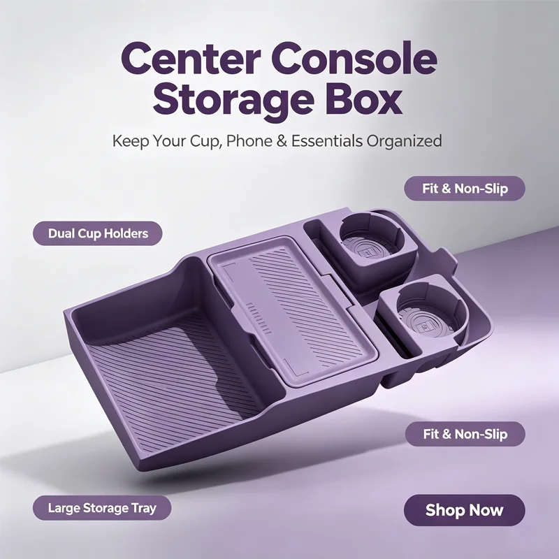 For Avatr 12 2024 Center Console Lower Storage Box, Drop-in Silicone Organizer Tray with Sunglasses Holder