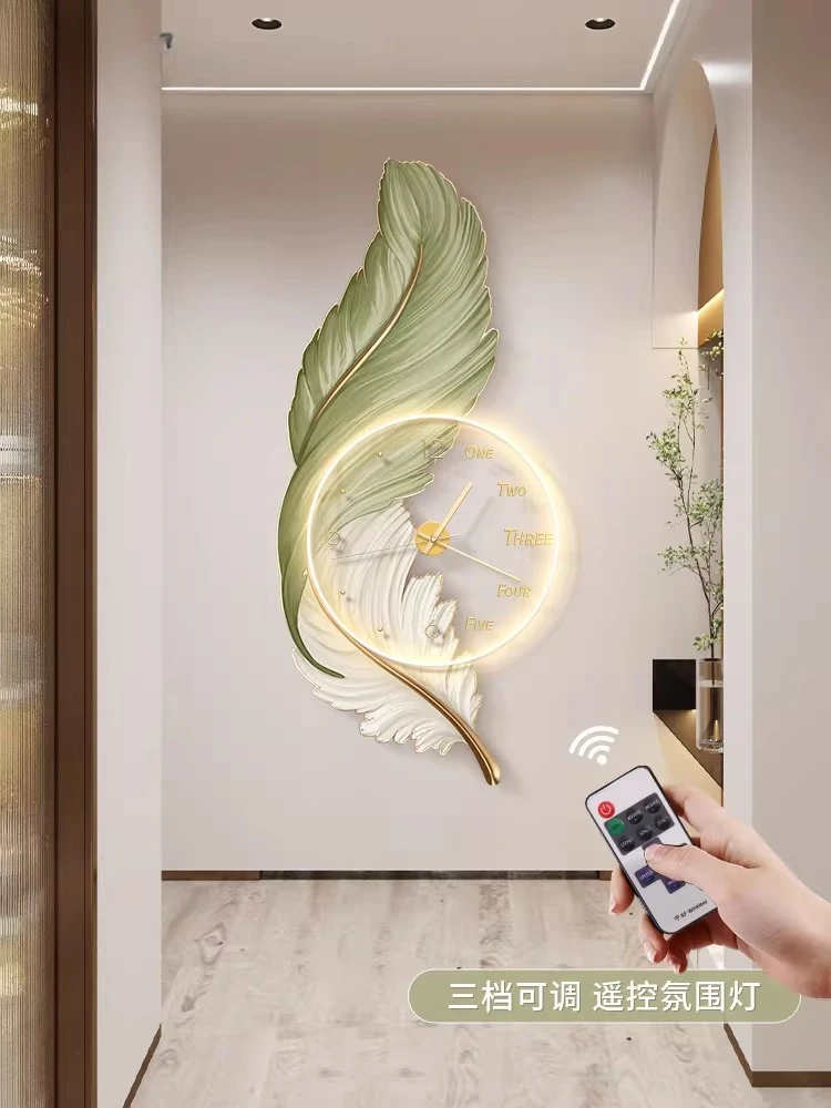 Clock porch decorative painting Nordic cream wind home is opposite the door wall painting luminous wall lamp corridor