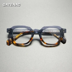Gatenac Vintage Handmade Acetate Glasses Frame Men 2025 New Square Eyeglasses Frame Women Retro Designer Luxury Brand Eyewear
