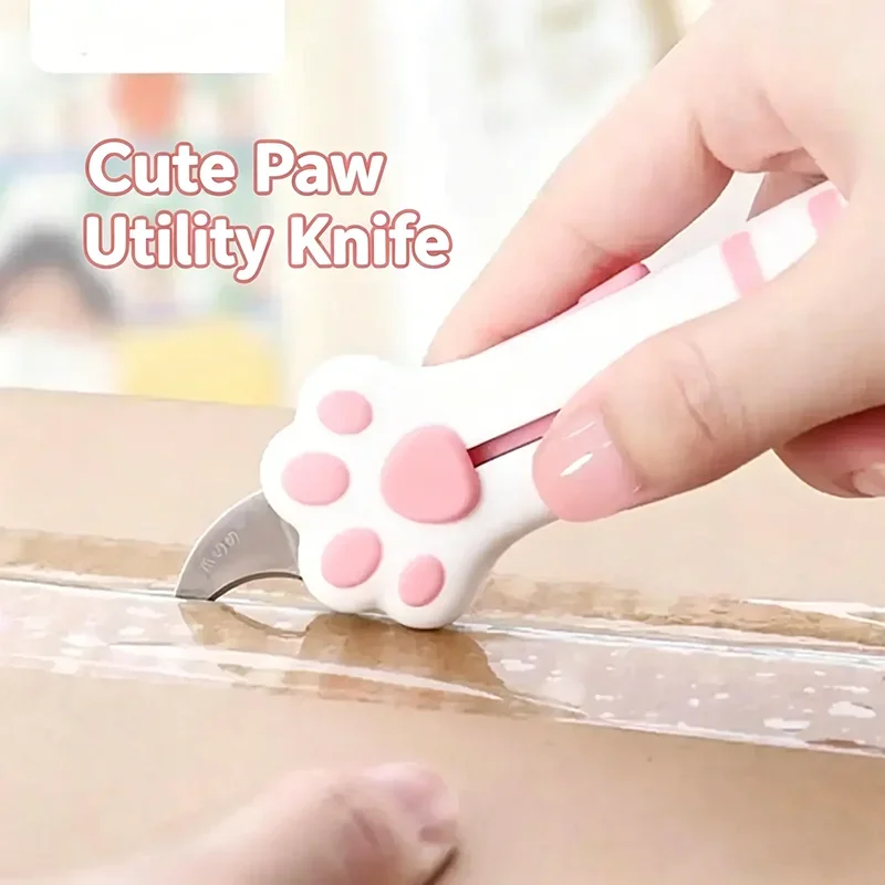 Cute Cat Paw Mini Sharp Box Cutters Portable Cat Claw Utility Knife Creative Hand Account Decor Paper Cutting Art Supplies