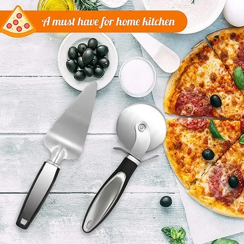 

Stainless Steel Pizza Cutter Wheel Heavy Duty Dough Slicer for Bread Cake Waffle Multifunctional Kitchen Tool Mooncake Shovel