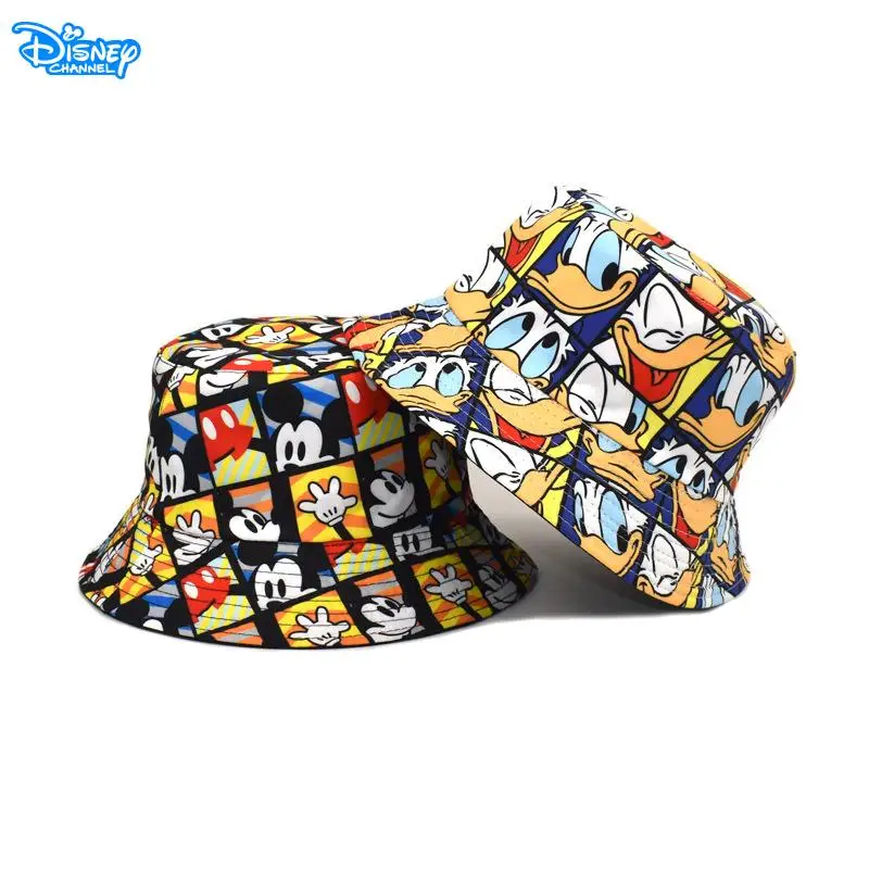 2024 Disney Mickey Mouse Children's Cap Girls Fashion Bucket Hat Donald Duck Men Women Travel Panama Hat Outdoor Sun Hat Gifts