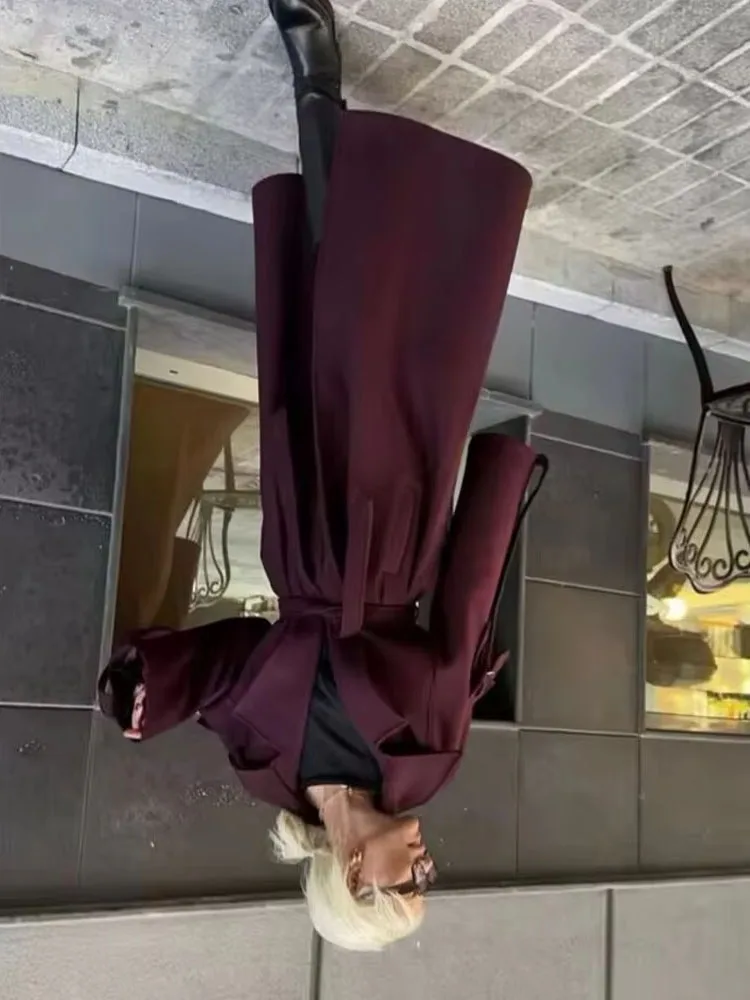 HH معاطف الشتاء النسائية موضة حزام جيب مزدوجة الصدر الديكور سترة واقية طويلة الإناث ملابس خارجية فضفاضة غير رسمية