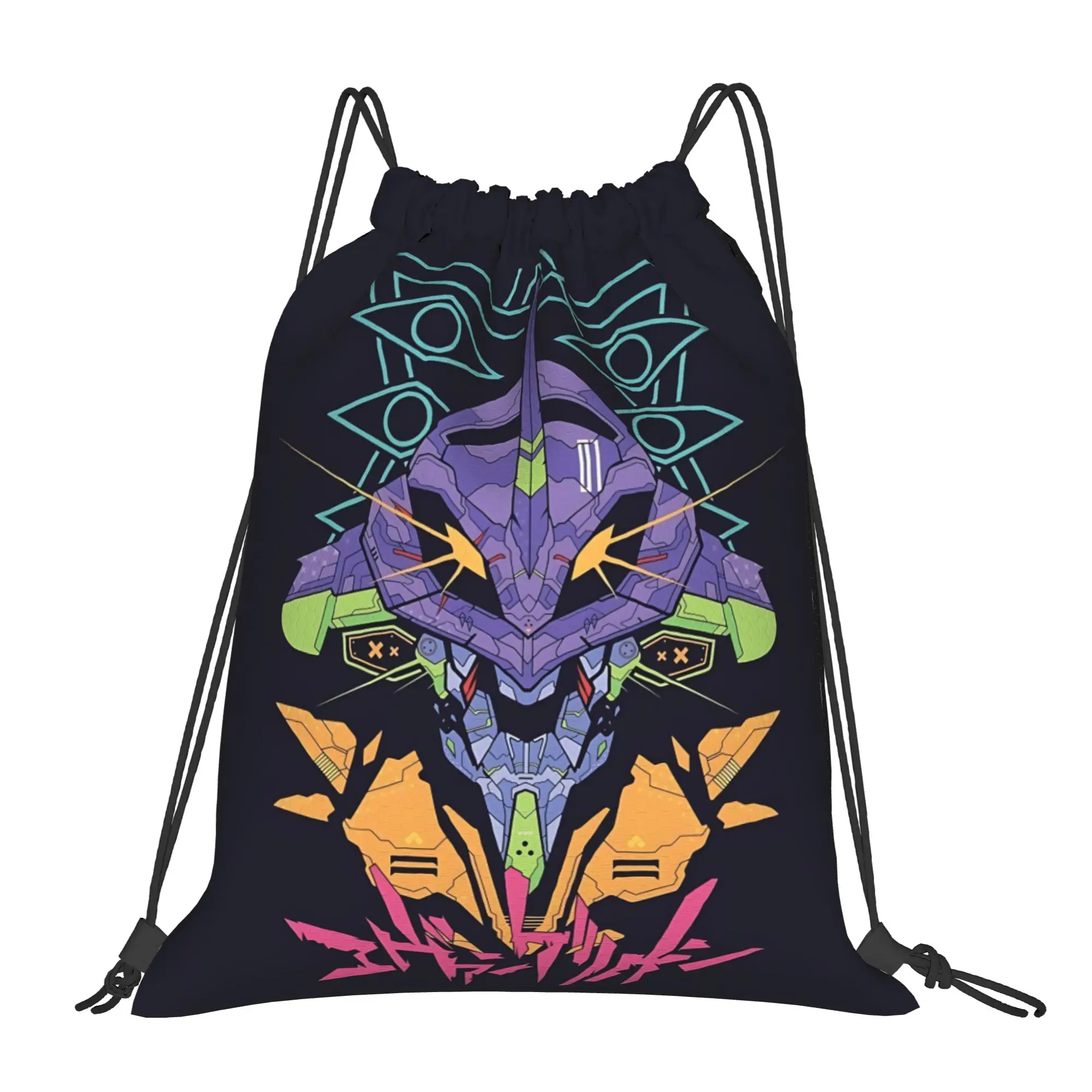 bag Pouch Neon Genesis Evangelion EVA  Drawstring Bags Travel Pouch Print Backpack Boy Girls School Shoe Bag