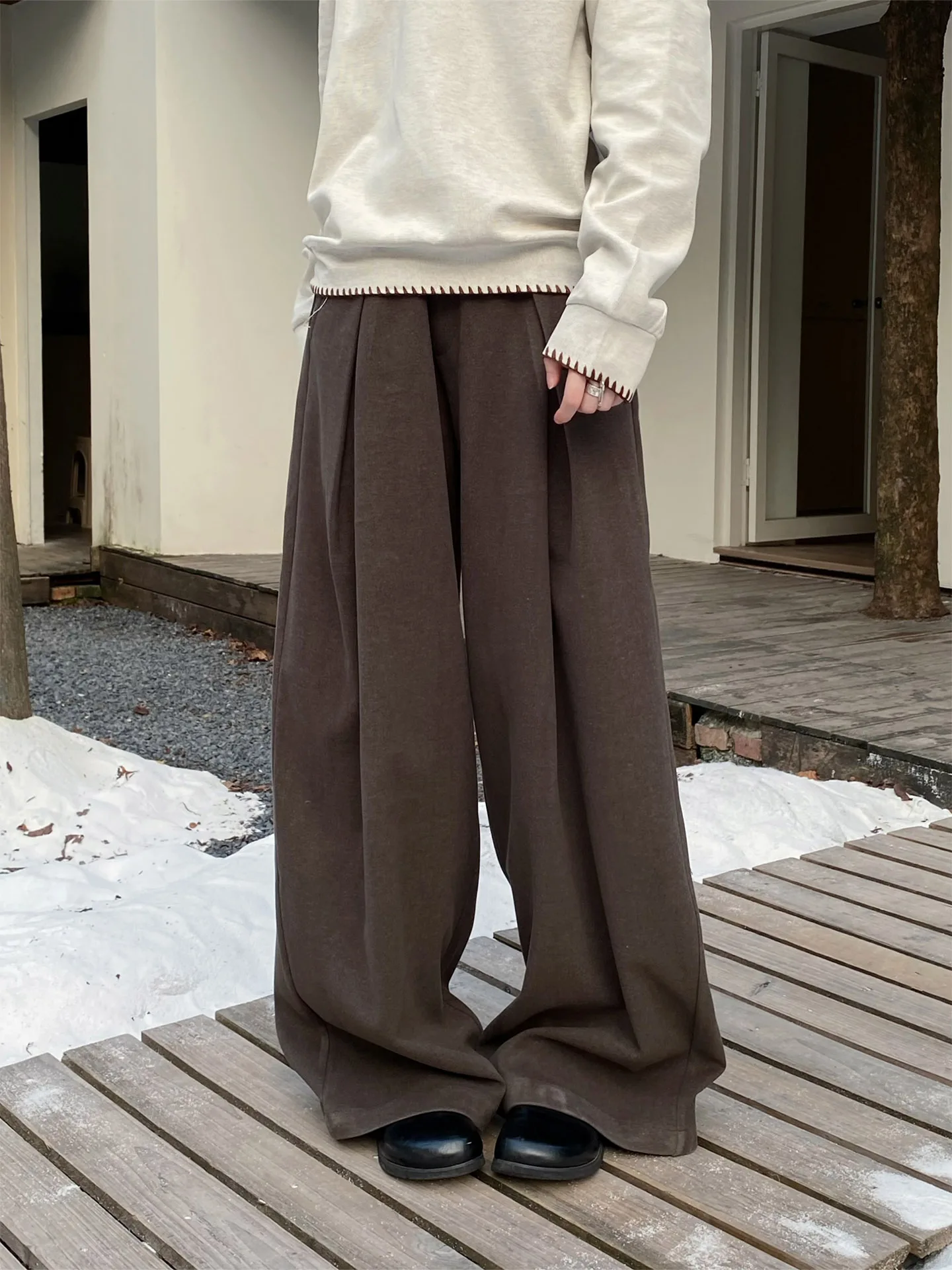 

Женские утепленные брюки Ja1 с высокой талией, прямые, класса люкс, для офиса, с плиссировкой