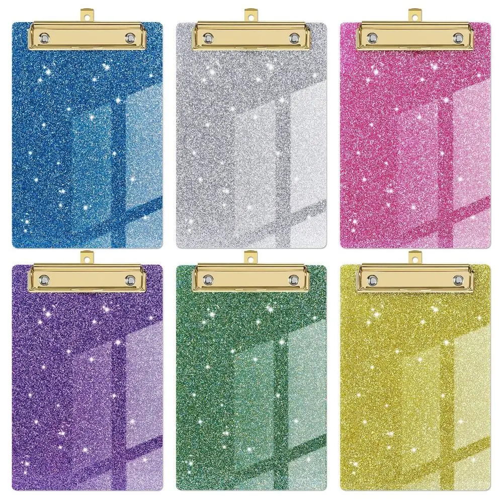 Acrylic Glitter Clipboard Writing Pad File Folder Document Holder School Supplies