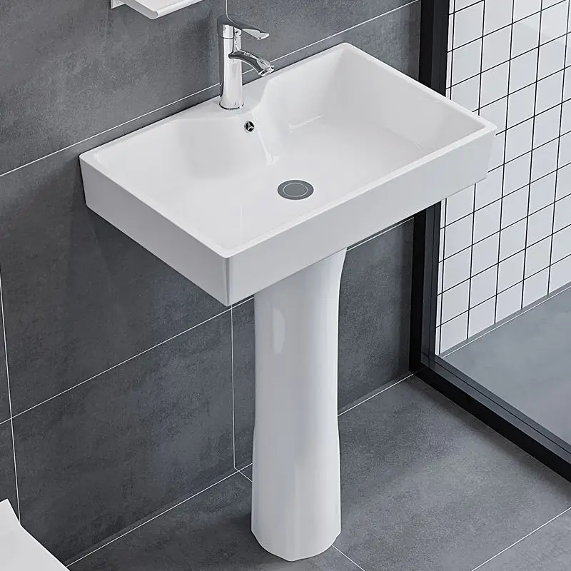 Small apartment column household integrated floor-to-ceiling ceramic washbasin balcony column-type washbasin bathroom washing