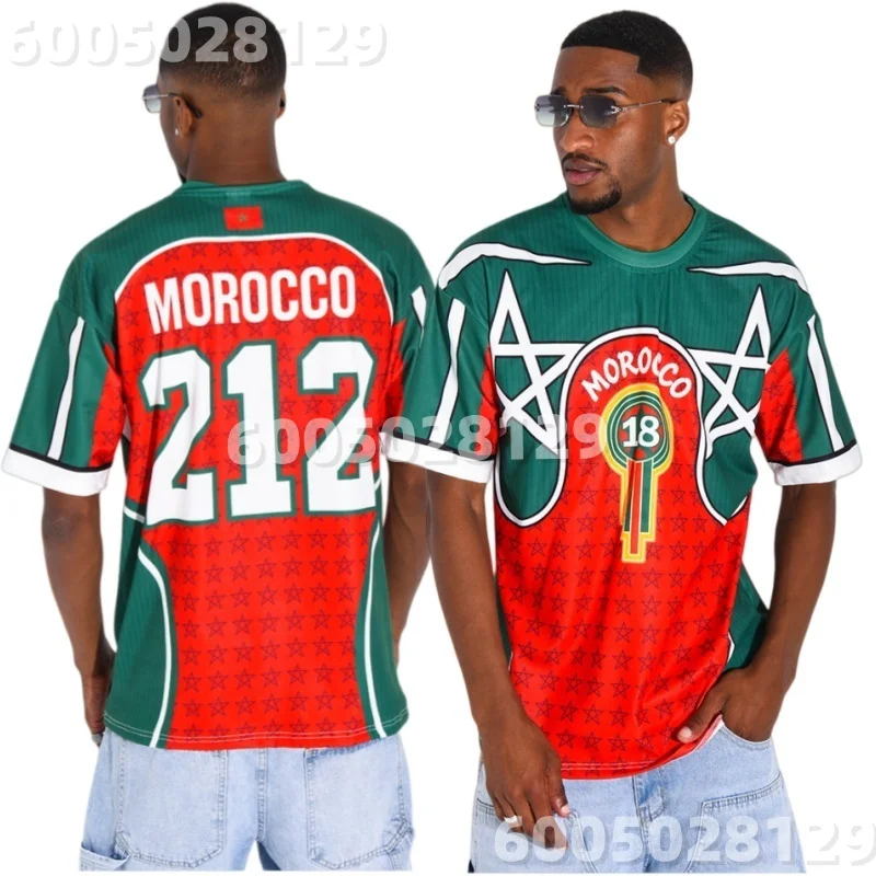 Summer New Arrival Morocco-themed Jersey, Color Block David Star Print No. 18 & 212 Short-Sleeve Unisex Breathable Casual Tee