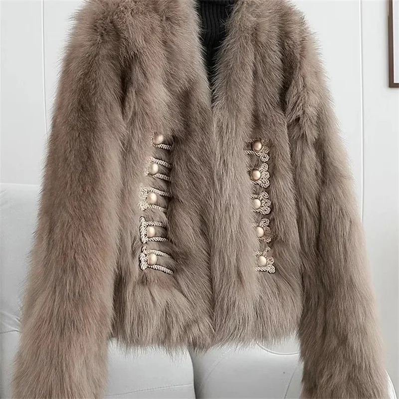 Noble Faux Fox Fur Grass Coat Women's Short  2024 New Fur Coat 2024 Autumn/Winter Loose Fur Coat Women's Plush Coat Solid Color