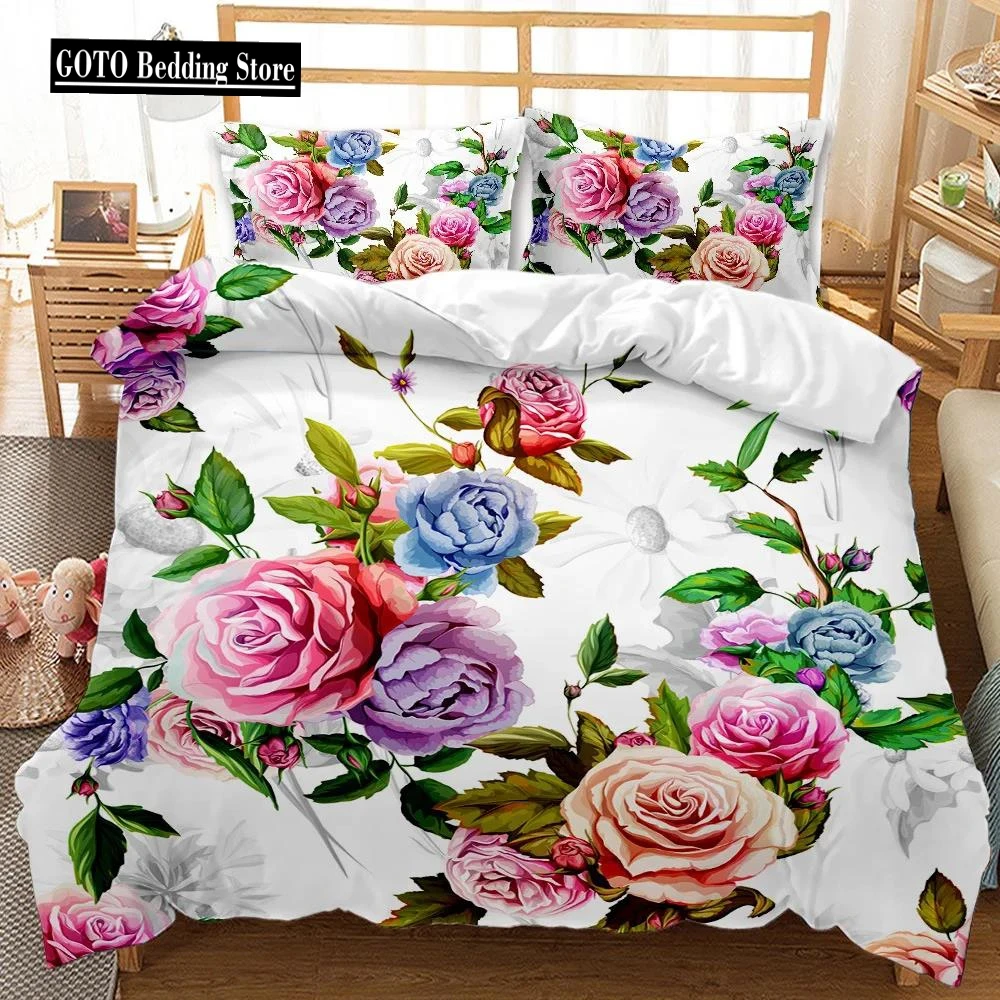 

High Quality Bedding Sets Western Winter Duvet Cover Sets Reactive Printing Pastoral Home Textile Bedclothes Duvet Cover Set