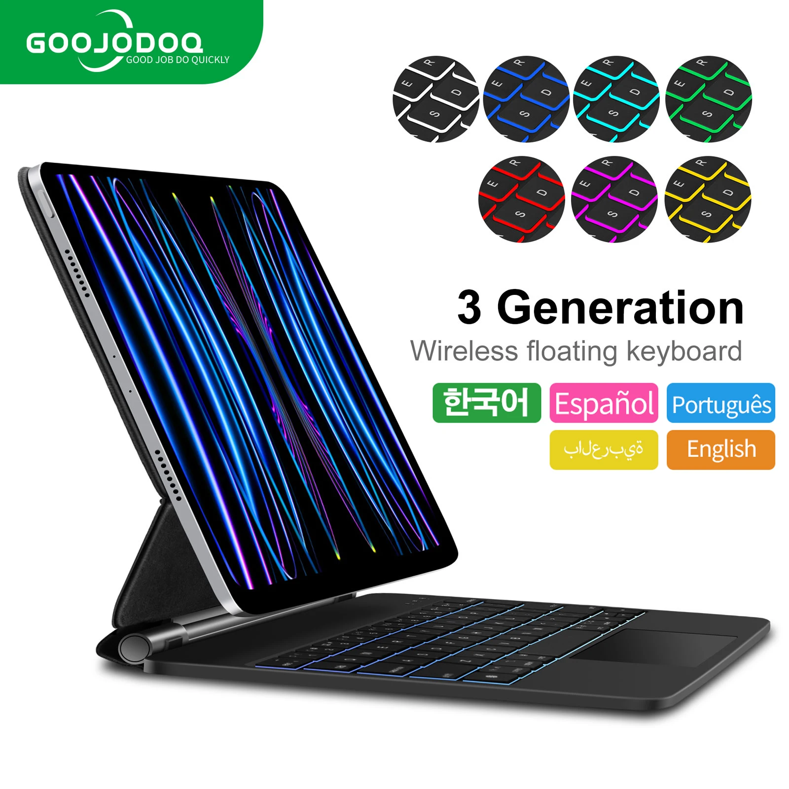 GOOJODOQ Magic Keyboard for iPad Air 6 2024 13 inch case for iPad Pro 11 12 9 Pro 13 Air 4 Air 5 for iPad 10th Generation Cover