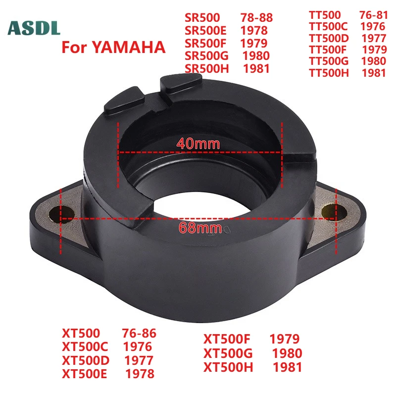500cc Motorcycle Carburetor Intake Manifold Boot Carb Flange For YAMAHA SR500 1978-1988 TT500 1976-1981 XT500 1976-1986 SR 500