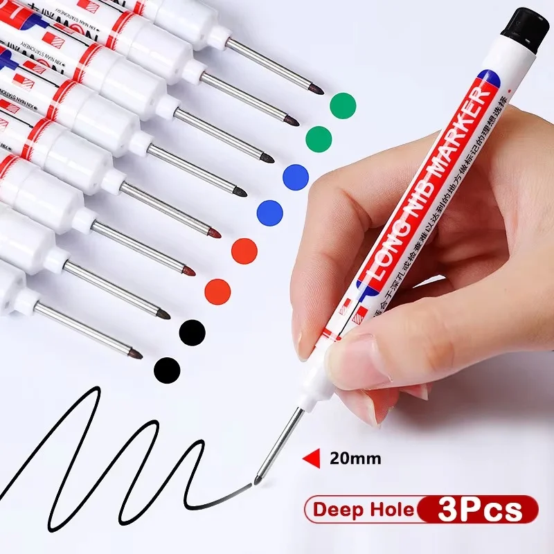 5Pcs 20mm Multi-Purpose Deep Hole Long Nib Head Marker For Metal Perforating Pen Waterproof Bathroom Woodworking Tools Supplies