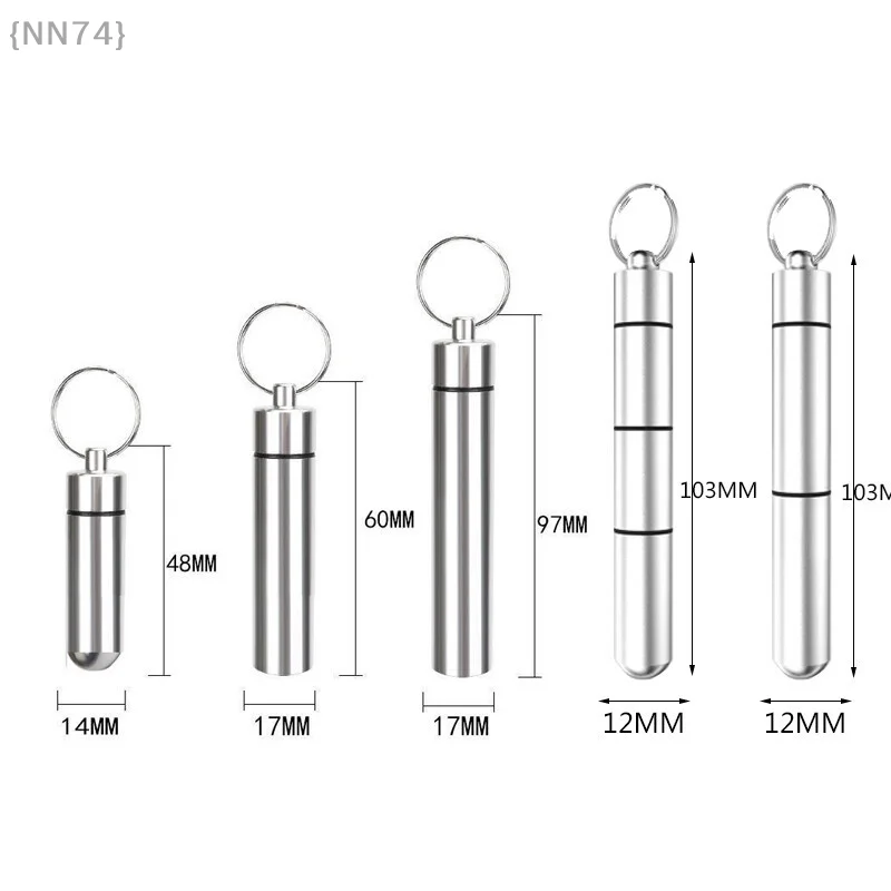 

Portable Mini Pill Case Keychain Medicine Organizer Waterproof Aluminum Container For Pills Vitamins Camping Travel Accessories
