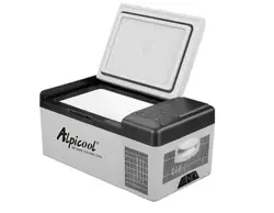 Alpicool 15l車の家庭用冷蔵庫ミニ冷蔵庫AC100-240V dc12/24vポータブル冷蔵屋外コンプレッサー、インナーバッテリー付き