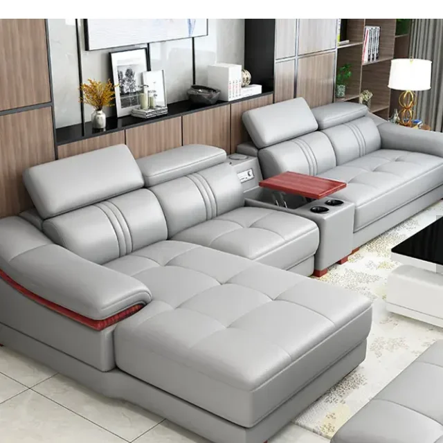 Modular Living Room Leather Sofa Bed Leisure Comfortable Durable Deep Home Sofa Set Furniture