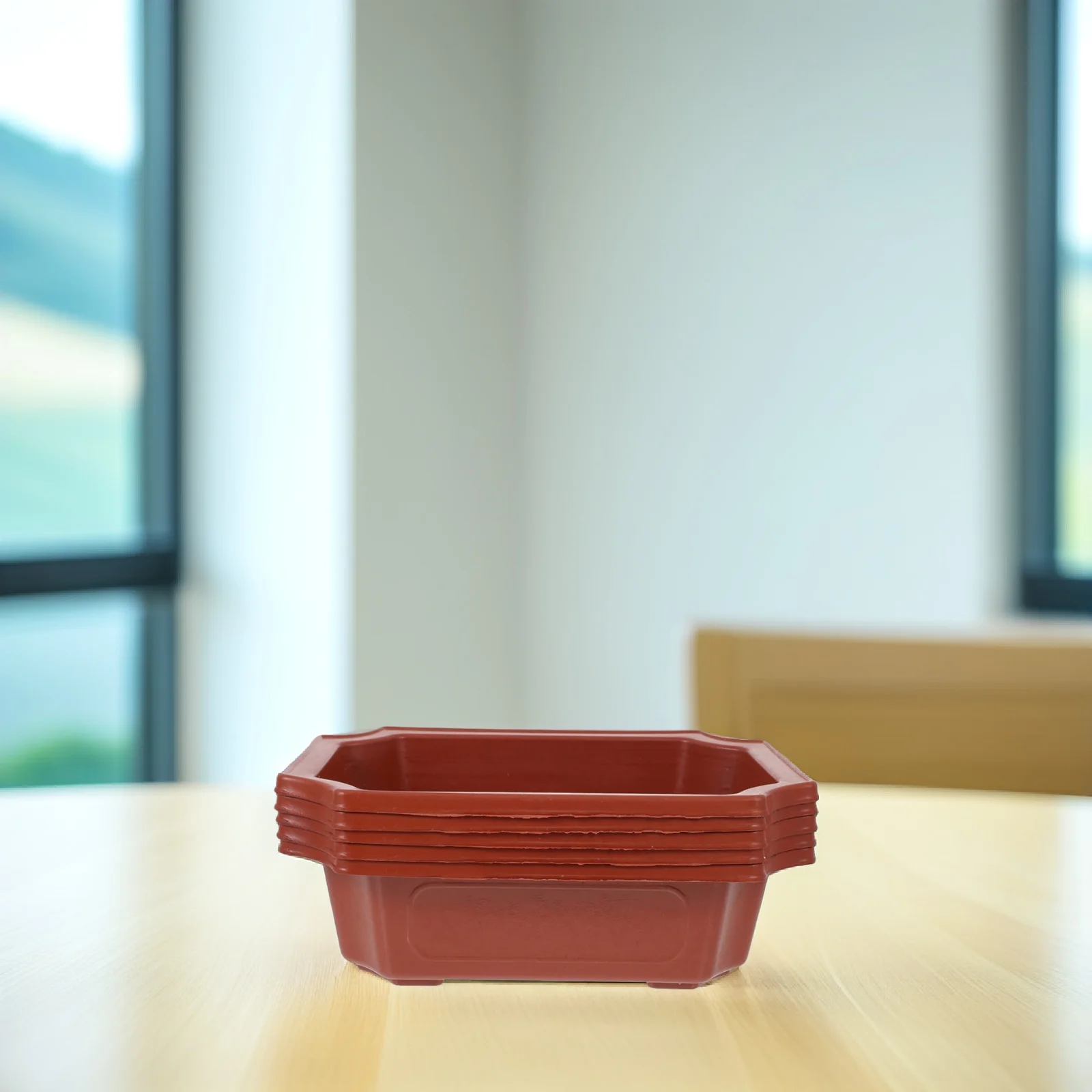 

Big Practical Bonsai Flowerpot Set 10 Pack Plastic Gardening Containers for Indoor Office Outdoor Plants Square Planting Pot