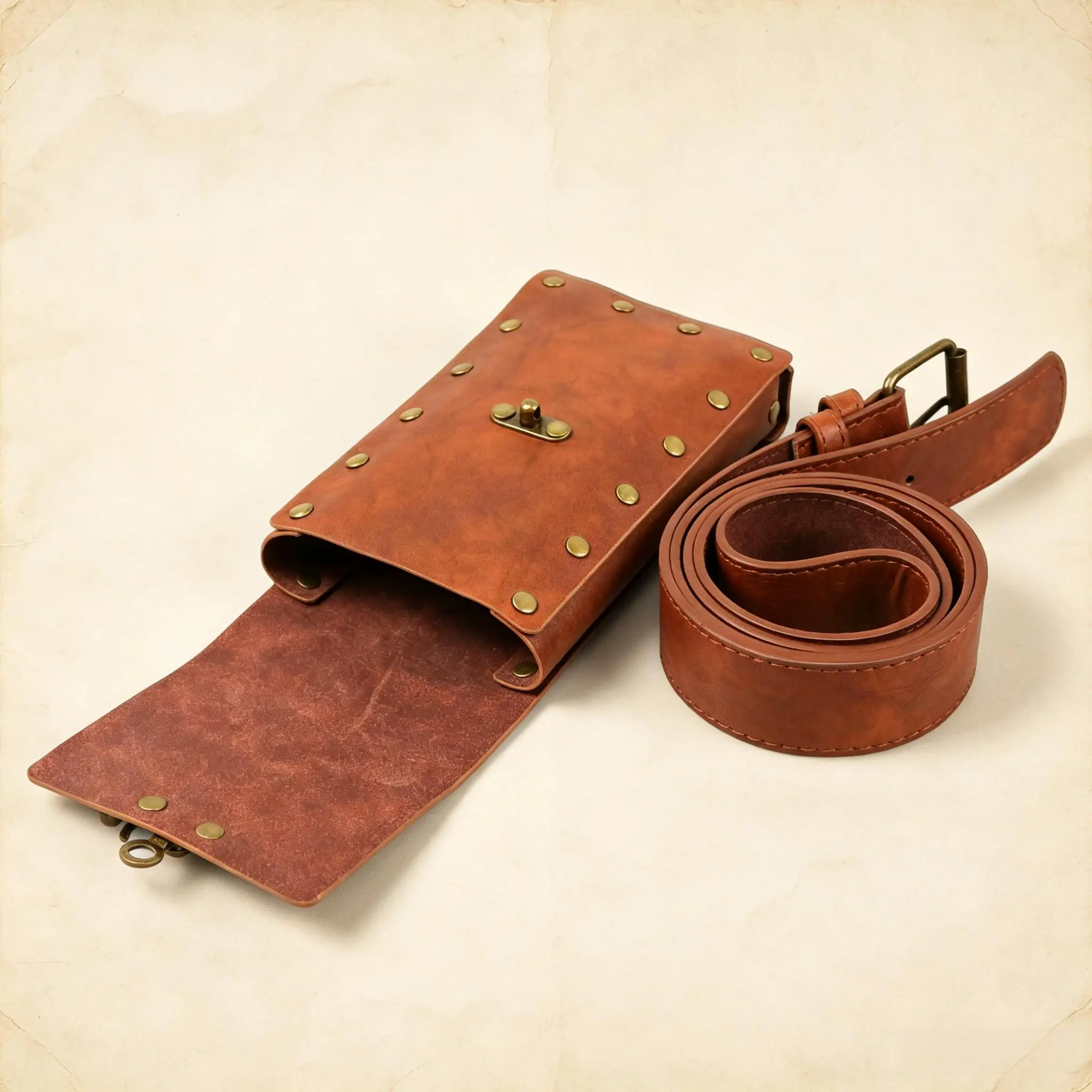 Mittelalterliche Renaissance-Gürteltasche aus PU-Leder, Vintage-Nieten-Hüfttasche, Cosplay-Kostüm-Accessoire für Telefon und Kleinteile – Detail 11