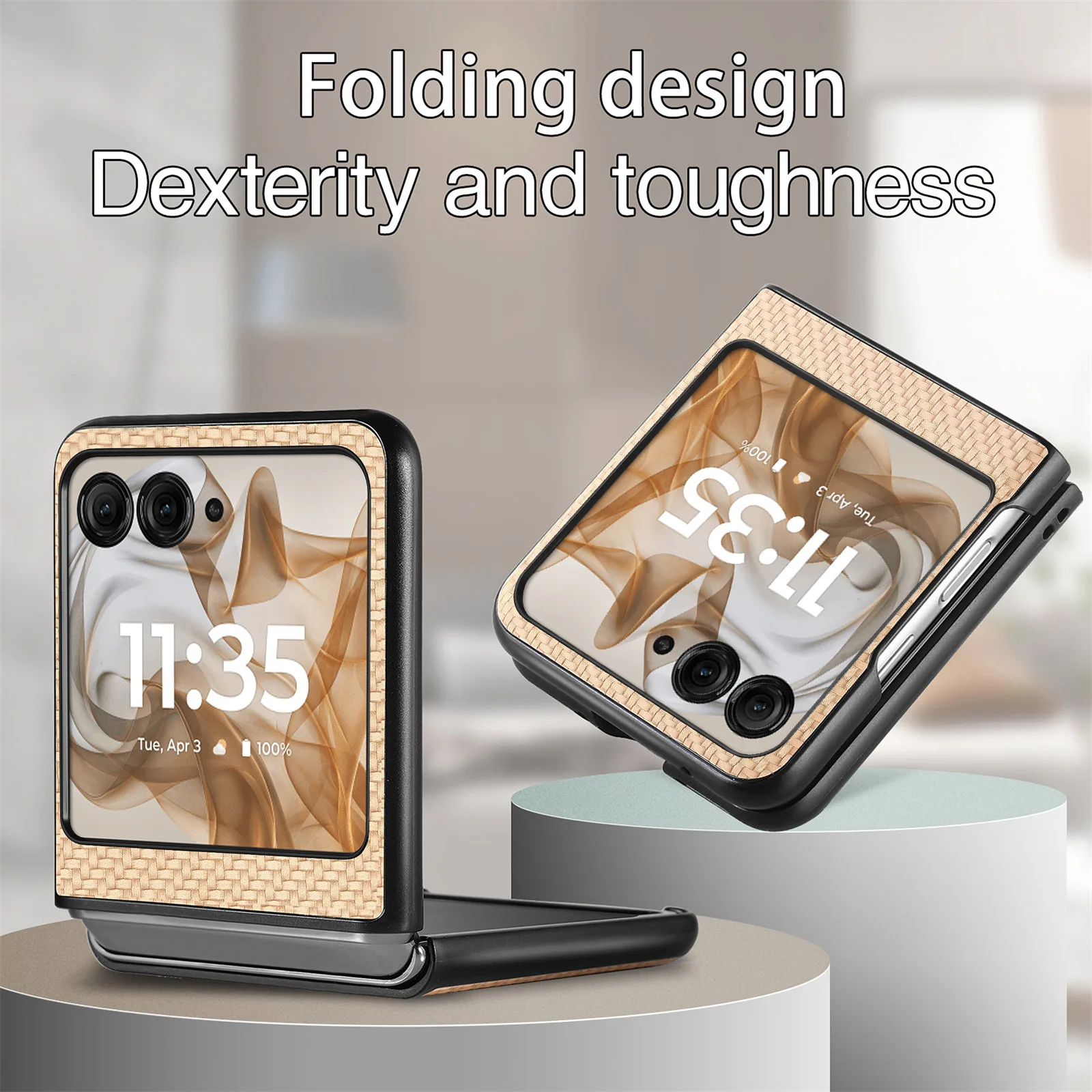 Funda de teléfono de cuero de lujo estilo fibra de carbono para Motorola Razr 60 50 40 Ultra para Moto Razr 60 Ultra Razr50 contraportada XL008