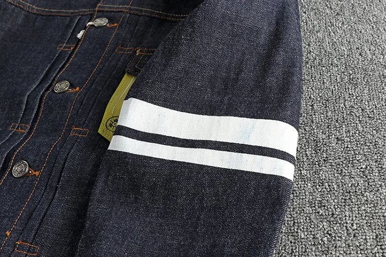 15oz Amekaji 100% Katoen Blue-Edge Zelfkant Ongsanforiseerd Gewassen Denim Jas voor Mannen Zwaargewicht Amerikaanse Retro Jeugdjassen