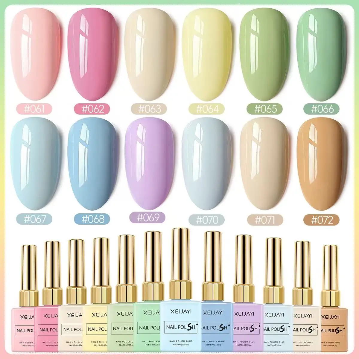 

XEIJAYI Macaroon Gel Nail Polish Set 12 Colors High Gloss Shine Long-Lasting UV LED Soak Off Gel Non-Alcohol Formula Nail Art
