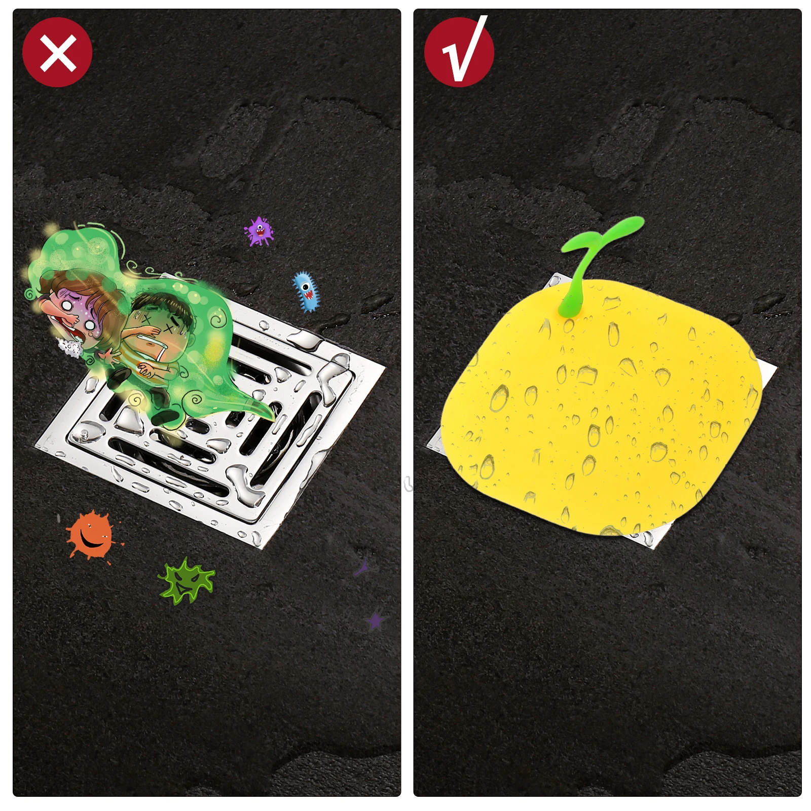 

2pcs Silicone Floor Drain Cover Yellow Odor Blocking Hair Catcher For Bathroom Kitchen Laundry Shower Sink Strainer Durable